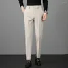 Men's Pants Luxury Casual Korean Version Vintage Straight Youth Nine-point Western Stretch Trousers Old Money