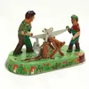 Engraçado adulto coleção retro wind up brinquedo metal estanho serra carpintaria homem mecânico relógio brinquedo figuras modelo crianças presente 240307