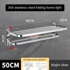 304 Stainless Steel Towel Rack Bathroom Storage Non Punching Foldable Hardware Pendant 240304