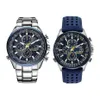 Luxury Wate Proof Quartz Watches Business Casual Steel Band Watch Men's Blue Angels World Chronograph Wristwatch198m