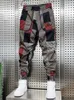 Calças masculinas corredores homens designer marca hip hop streetwear moda solta xadrez calças harajuku ao ar livre casual sweatpant z57