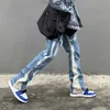 Jeans mens Hip Hop Flare Hommes Harajuku Streetwear Baggy Pantalon denim à jambe large