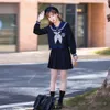 Japansk koreansk stil SXL Student Girls School Uniform Navy Clothing Feminine JK Sailor Shirt Pleated Kirt Cosplay 240301