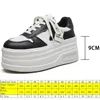 Fujin кроссовки на танкетке на платформе 9 см, удобные дышащие ботинки для скейтборда из натуральной кожи, вулканизированные ботинки на массивном скрытом каблуке, обувь 240228