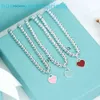 2024 Designer Luxury Brand Jewelry Bracelets Bangle Heart Bracelet Sterling Sier Blue Enamel Love Ball Chain Pink Day Gift 80w6