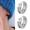 Boucles d'oreilles rondes en acier inoxydable Punk multicouche ronde Double boucles d'oreilles Hip Hop pistolet noir argent plaqué boucles d'oreilles bijoux pour hommes 240301