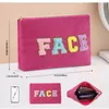 Cosmetic Bags Letter Embroidery Bag Breathable Corduroy Make Up Large Capacity Waterproof Travel Storage Women