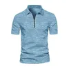 Men's T Shirts Men Stretchy Shirt Stylish Tie-dye Zipper With Turn-down Collar Short Sleeves Slim Fit Breathable For Summer