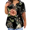 Women's T Shirts Fashion Plus Size T-Shirts Casual Short Sleeve Round Neck Retro Floral Printed T-shirt With Pockets Ropa De Mujer Oferta