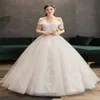 Plus la taille dentelle fleurs Peals robes de mariée simples robes de mariée élégantes robe de mariée Boda robe de mariée col bateau hors épaule218O