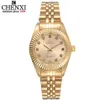 CHENXI Merk Top Luxe Dames Gouden Horloge Vrouwen Gouden Klok Vrouwelijke Vrouwen Jurk Strass Quartz Waterdichte Horloges Feminine231D