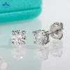 Boucles d'oreilles en diamant Vvs pour hommes et femmes, prix d'usine, en or massif 10k 14k 18k, coupe ronde, vente en gros