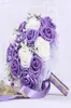 30 Rose Wedding Bouquets Handmade Bridal Flower Party Gifts Wedding Accessories Flowers Pears beaded with Ribbon2678396