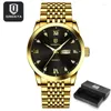 腕時計Qingxiya Mens Watches本物の時計Quartz Luxury Gold Strap Fashion BusinessMen Clock Waterfoof Weekly Calenda