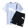 Herrspår 2024 Summer Sportswear Set Breattable Short Sleeve T-shirt och shorts Tvådelat casual wear basketträning