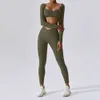 Lu Align Lemon 2piece Gym Yoga Set Women Tracksuits Sportswear Outfits Workout Long Sleeve Fiess Bra Shorts for Female Sports Leggings Suit
