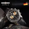 ساعة معصم Zeppelin Watch مستورد حزام جلدي مقاوم للماء الكوارتز Quartz ثنائي العينين متعدد الوظائف Montre Homm290L