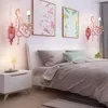 Applique murale rose pour chambre à coucher, LED pendentif en cristal, style scandinave créatif, décoration de chambre de princesse pour garçons et filles, lumières de fond