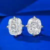 Choucong marque boucles d'oreilles bijoux de luxe Solitaire pur 100% argent Sterling 925 forme de coussin blanc Moissanite diamant 8*10MM pierres précieuses fête femmes boucle d'oreille cadeau