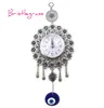 BRISTLEGRASS Türkische blaue Evil Eye Quarz-Wanduhr, Blumen-Hängeanhänger, Amulette, Glücksbringer, Segen, Schutz, Heimdekoration 23734541