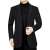 Casacos Masculinos Masculinos Jaqueta Turn-down Collar Manga Longa Bolsos Single-breasted Grosso Cardigan Quente Solto Plus Size Médio Comprimento Casual Business