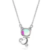 Collares colgantes Personalidad Moonstone Animal Joyería plateada dulce gato juguetón gatito cristal mujeres XZN056261K