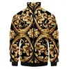 Herenjassen Luxe Gouden Patroon Heren Damesjas Bomber Dames Zakken Rits Jas met lange mouwen Top Lentekleding