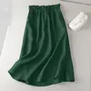 Skirts ZANZEA Summer Vintage Elastic Waist Solid Mid-calf Women Cotton Party Skirt Casual A-line Faldas Saia Robe Femme Jupe