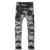 Jeans pour hommes Mcikkny Hommes Punk Style Hip Hop Pantalon lavé Ripped Patchwork Denim Pantalon