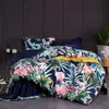 Chinoiserie style Birds Leaves printed Egyptian cotton Soft Duvet Cover Bed sheet Fitted sheet set King Queen Size Bedding Set LJ2267v