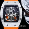 RM51-05 Diamant Automatisch Herenhorloge Roestvrij Staal Geskeletteerde Wijzerplaat Zwitsers Tonneau Polshorloge Saffierkristal Waterdichte Sporthorloges 6 Kleuren