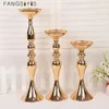 Gold White Silver Candle Flower Rack Road Lead Wedding Decor Holders MetalCandlestick Stand Vase Table Centerpiece Event 230308