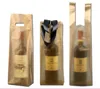 50pcs Golden Single Double bottle Red Wine Handle Bag Plastic Gift Tote Bag Beer Packaging Box Champagne Glass Bottle Gift Bag 240304