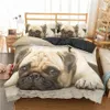 Homesky 3D Söt hund sängkläder set mops hund säng set täcke täcke set pudowcase king queen size säng linne sängkläder lj201127255g