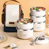 Contenitore per il pranzo portatile in acciaio inossidabile Contenitore per alimenti di grande capacità per studenti Bento Box termico multistrato per ufficio scolastico per bambini 240219