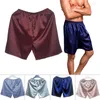 Underpants sexy masculino cetim seda cinco pontos shorts solto pijama clássico sólido boxer calcinha calças de praia L-3XL roupa interior curta sleepwear