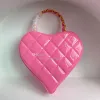 Barbie Core Bag Barbie Pink Heart Handbag 10A Patent Calfskin Barbiegirl Purse Designer Clutch Bag With Box