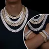 Dope Hiphop 925 Sterling Silver Iged Out Jewelry Gold Flascling Gold مطلية بسلسلة كوبية 15 ملم/18 مم/20 مم