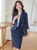 Abiti eleganti da donna autunno inverno tailleur gonna da donna nero blu rosa bianco blazer formale da donna in due pezzi per abbigliamento da lavoro aziendale