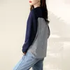 Sudaderas con capucha para mujer, Otoño Invierno, cuello redondo, retales a rayas, camiseta de moda informal, ropa de jersey holgada de manga larga para mujer