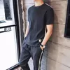 Men's Tracksuits Pants Sets No Logo Top Gym Tracksuit Jogger Male T Shirt Plain Clothes For Men Smooth Sports Suits Casual Summer Slim Fit