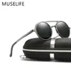 MUSELIFE brand aluminum magnesium polarized sunglasses sunglasses men's round driving punk glasses shadow Oculus masculino Y2251T