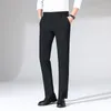 Herenpakken Zomer Elastische Hoge Taille Business Casual Broek 2024 Mannen Losse Rechte Comfortabele Zachte Cool Pakbroek Grijs Zwart