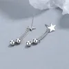 Boucles d'oreilles coréennes en argent Sterling 925, longues pampilles, ligne étoile, boule pour femmes et enfants, bijoux de fête de mariage, cadeau féminin Pendientes