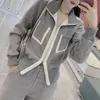 High end casual sports suit for women in autumn, small fragrance, fashionable and western-style, slim standing collar hoodie, wide leg pants, two-piece set