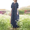 Casual Dresses Vintage Printed Dress Women Fashion Floral Muslim Loose Middle Eastern Robe Long Sleeve Abayas For Vestidos