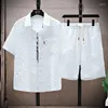 Men's Tracksuits Clothing Summer Ice Silk Suit Male Korean Trend Short-sleeved Shirt Shorts A Plaid Thin Sports And Leisure Two-piece Set