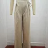 Pantaloni da donna estivi a vita alta dritti per le donne Pantaloni tinta unita elastici con coulisse a gamba larga Pantaloni casual fluidi femminili