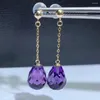 Pendientes Shilovem de amatista piezoeléctrica amarilla de 18k, joyería fina para mujer, planta clásica de fiesta de moda de 8 11mm Myme0811686z