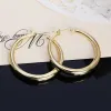 Wholesale round cute 14k Yellow Gold Earrings Charms for Woman Engagement Princess Wedding hoop Luxury Cute Fine Gift